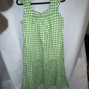Draper James Green and White Gingham Sleeveless Dress